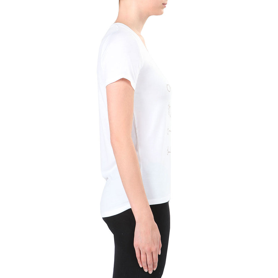Small Irideon Womens Bits Swing Cotton Fitted Tee Shirt White