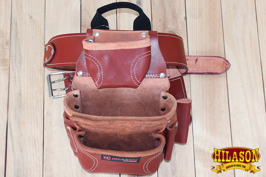 HILASON Leather Tool Bag Construction Handyman Farmers Organizer Storage Bags For Men Electrician Tools Home & Wood Work