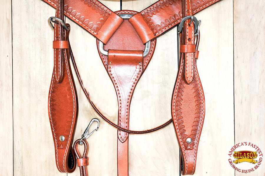 HILASON Western Genuine American Leather Horse Headstall & Breast Collar Set