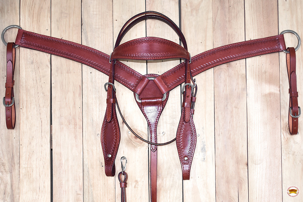 HILASON Western Genuine American Leather Horse Headstall & Breast Collar Set
