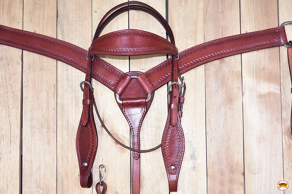 HILASON Western Genuine American Leather Horse Headstall & Breast Collar Set