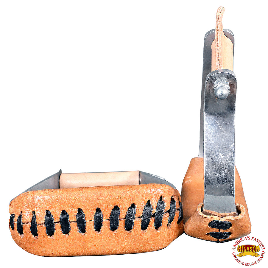 HILASON Aluminum Western Horse Saddle Stirrups with Leather | Lightweight