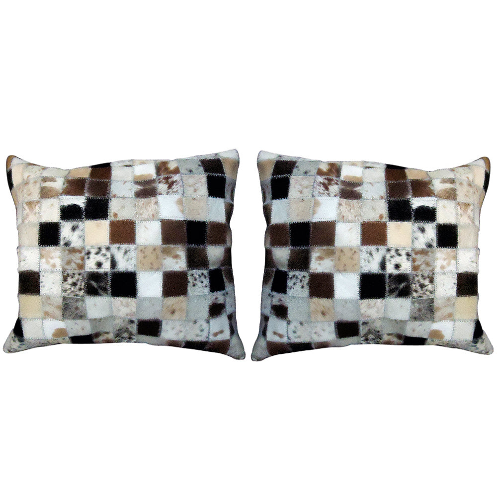 Hilason Cowhide Leather Hair-On Patchwork Cushion Pillow Cover