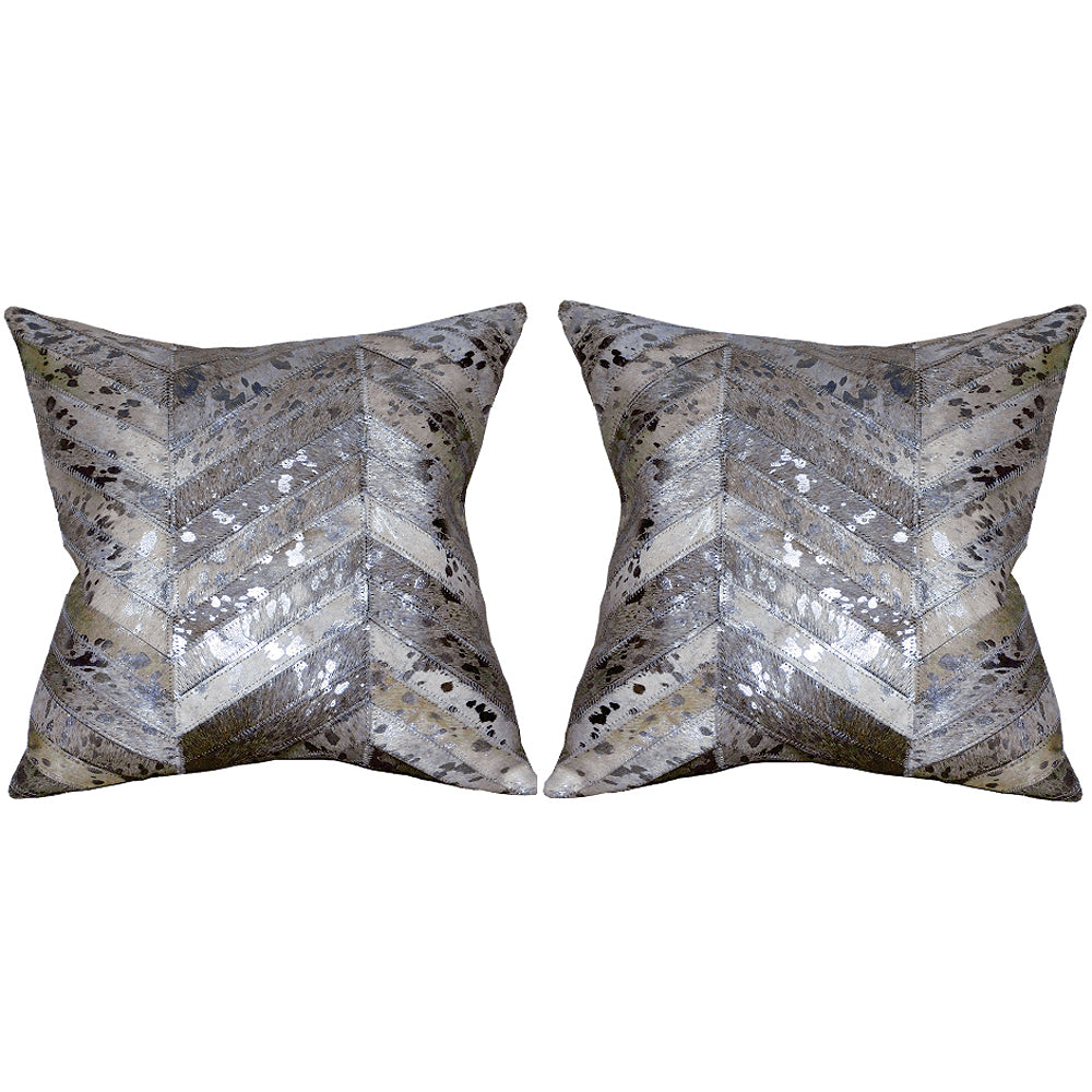 Hilason Cowhide Leather Hair-On Patchwork Cushion Pillow Cover