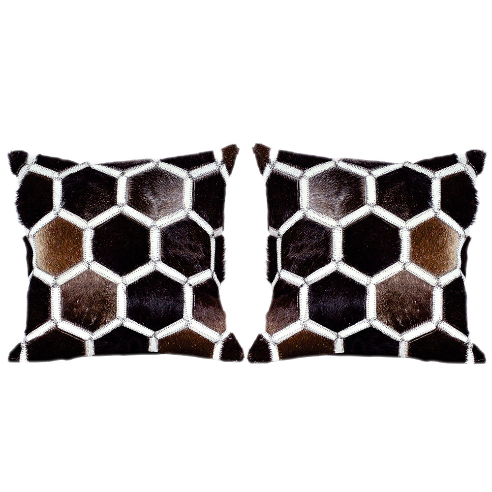 Hilason Cowhide Leather Hair-On Patchwork Cushion Pillow Cover