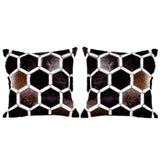 Hilason Cowhide Leather Hair-On Patchwork Cushion Pillow Cover