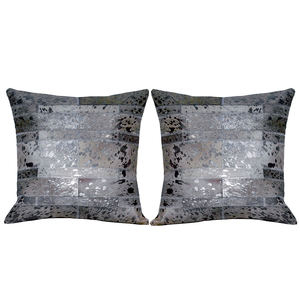 Hilason  Cowhide Leather Hair-On Patchwork Cushion Pillow Cover