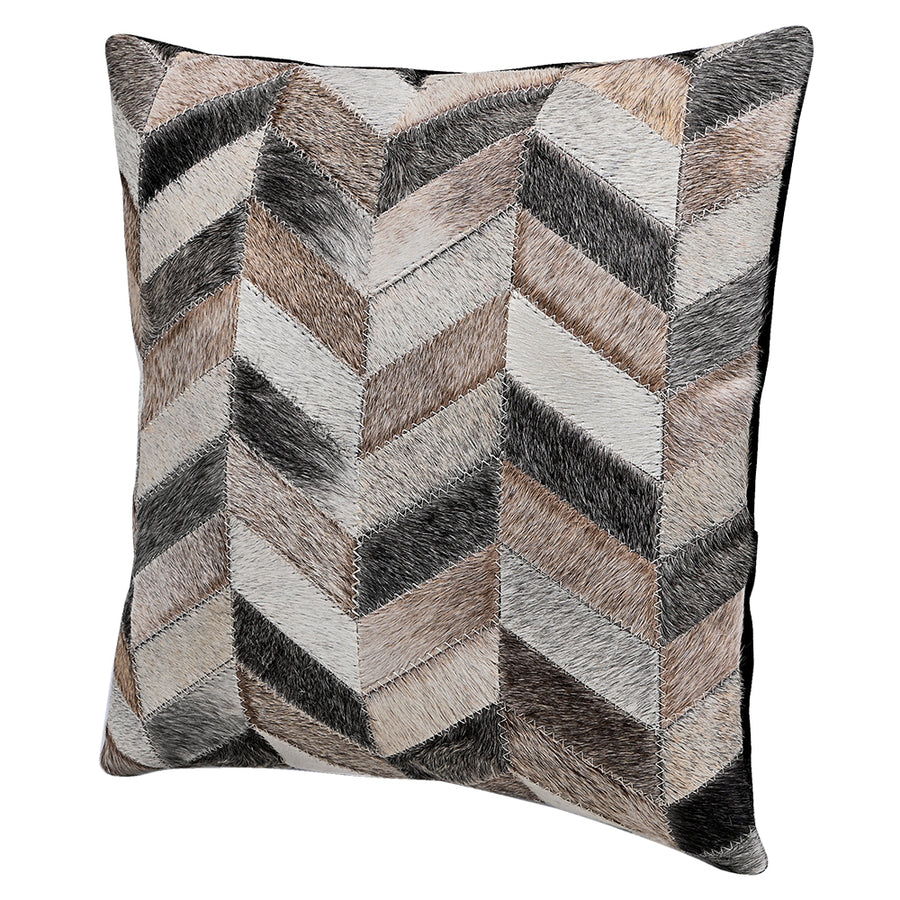 Hilason Set Of 3 Cowhide Leather Hair-On Patchwork Cushion Pillow Cover 16 X
