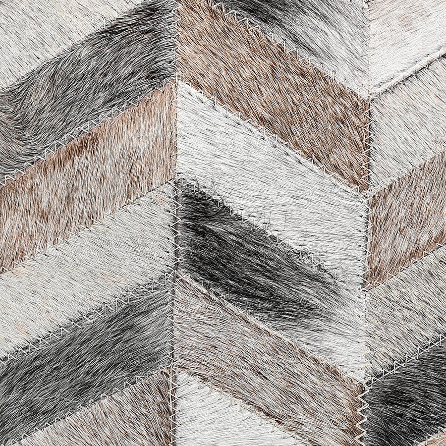 Hilason Set Of 3 Cowhide Leather Hair-On Patchwork Cushion Pillow Cover 16 X