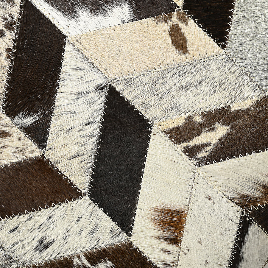 Set Of 3 Cowhide Leather Hair-On Patchwork Cushion Pillow Cover 16 X