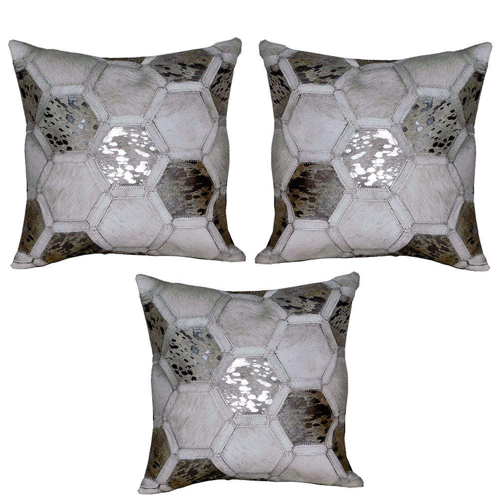 Hilason Cowhide Leather Hair-On Patchwork Cushion Pillow Cover