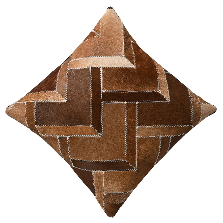 Hilason Cowhide Leather Hair-On Patchwork Cushion Pillow Cover