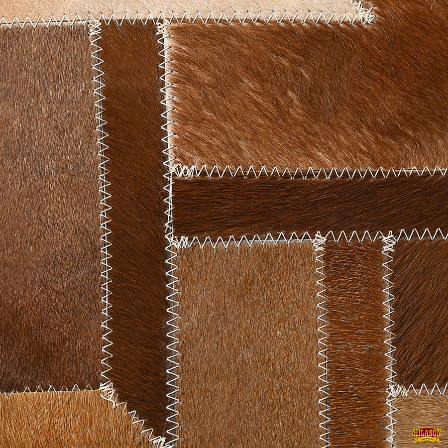 Hilason Cowhide Leather Hair-On Patchwork Cushion Pillow Cover