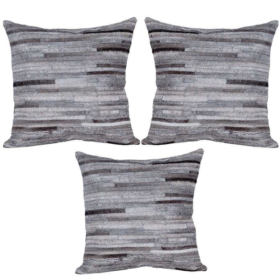 Gray striped throw pillow with horizontal texture - Hilason