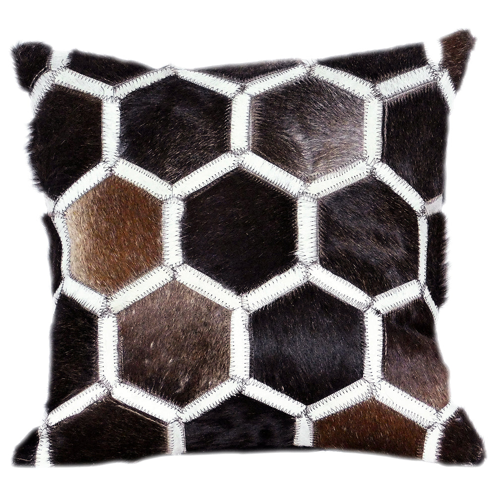 Hilason Cowhide Leather Hair-On Patchwork Cushion Pillow Cover