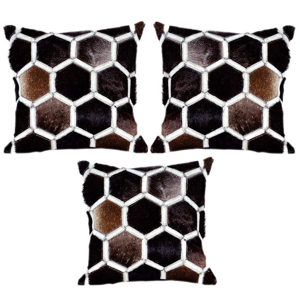Hilason Cowhide Leather Hair-On Patchwork Cushion Pillow Cover