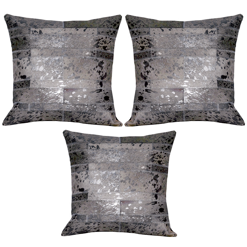 Hilason  Cowhide Leather Hair-On Patchwork Cushion Pillow Cover