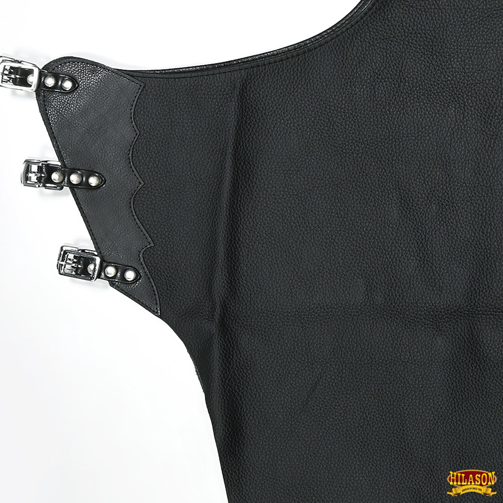 Hilason Western Horse Bull Riding Chinks Chaps Adult Pro Rodeo Bronc Leather Black