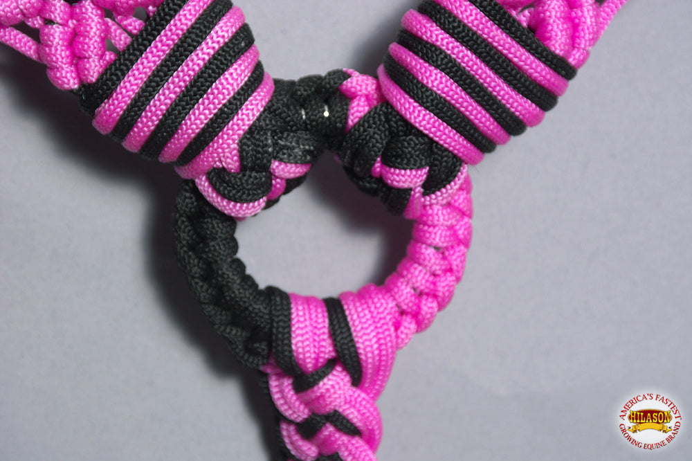 Hilason Horse Breast Collar Braided Paracord Pink / Black