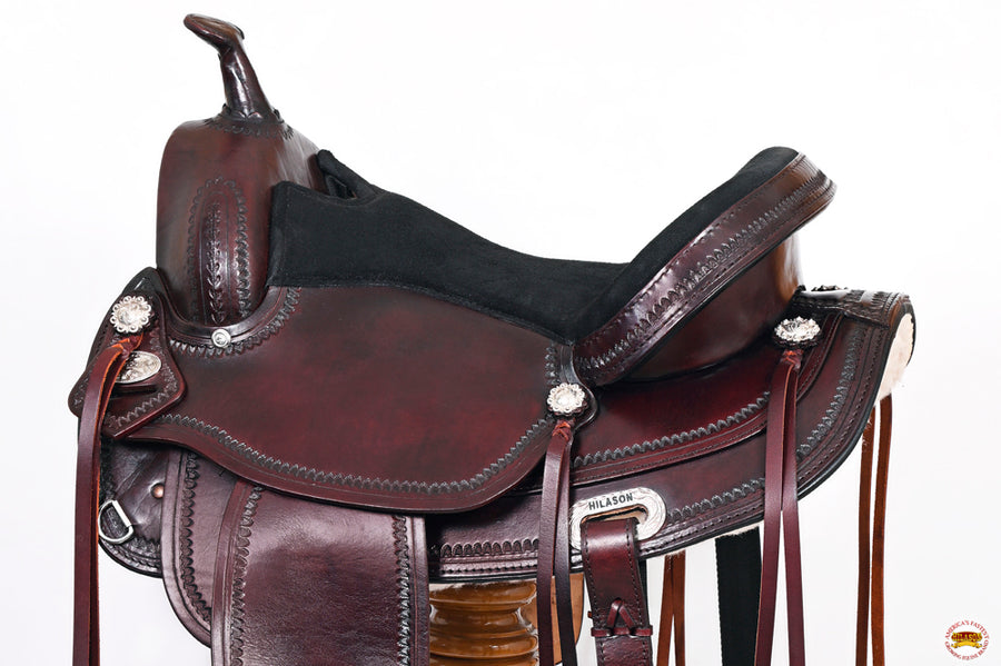 HILASON Western Horse Saddle American Leather Treeless Trail Pleasure Dark Brown | Barrel for Horses