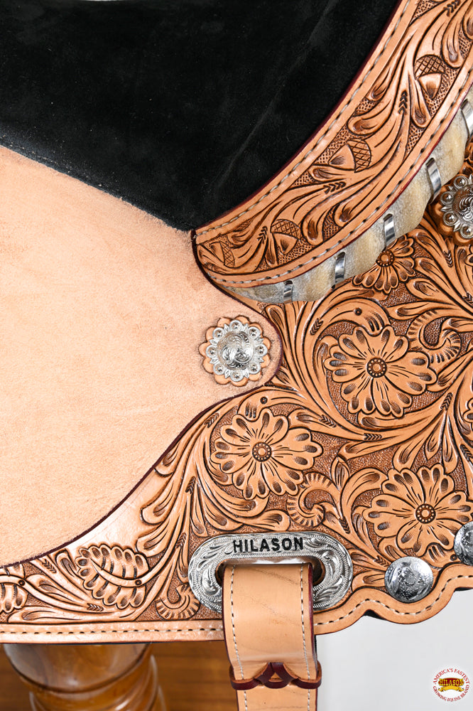 HILASON Western Horse Treeless Saddle American Leather Barrel | for Horses