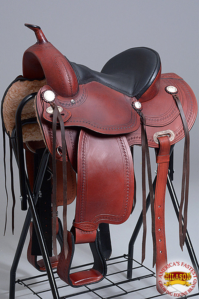 HILASON Western Horse Saddle Leather Treeless Trail Pleasure | Barrel for Horses