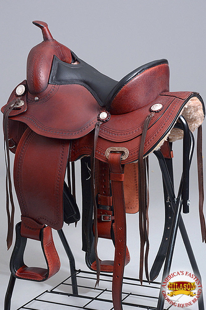 HILASON Western Horse Saddle Leather Treeless Trail Pleasure | Barrel for Horses
