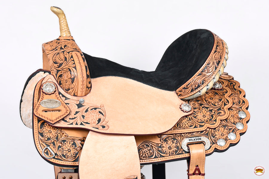 HILASON Western Horse Saddle American Leather Treeless Trail Barrel | for Horses