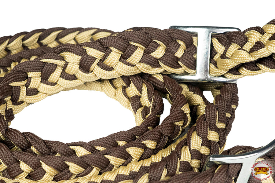 1" X 8Ft Hilason Braided Poly Barrel Reins Horse Racing Flat Grip Knots