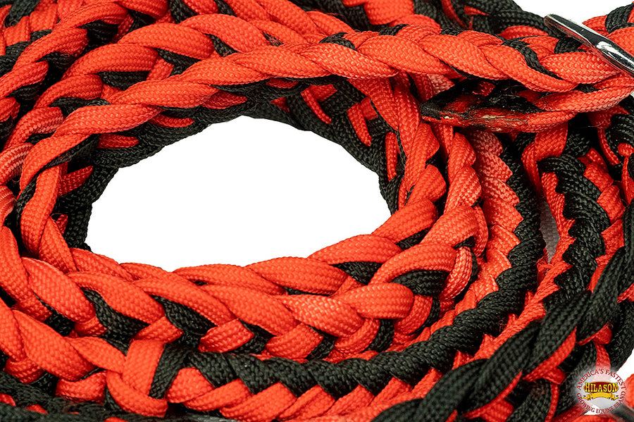 1" X 8Ft Hilason Braided Poly Barrel Reins Horse Racing Flat Grip Knots