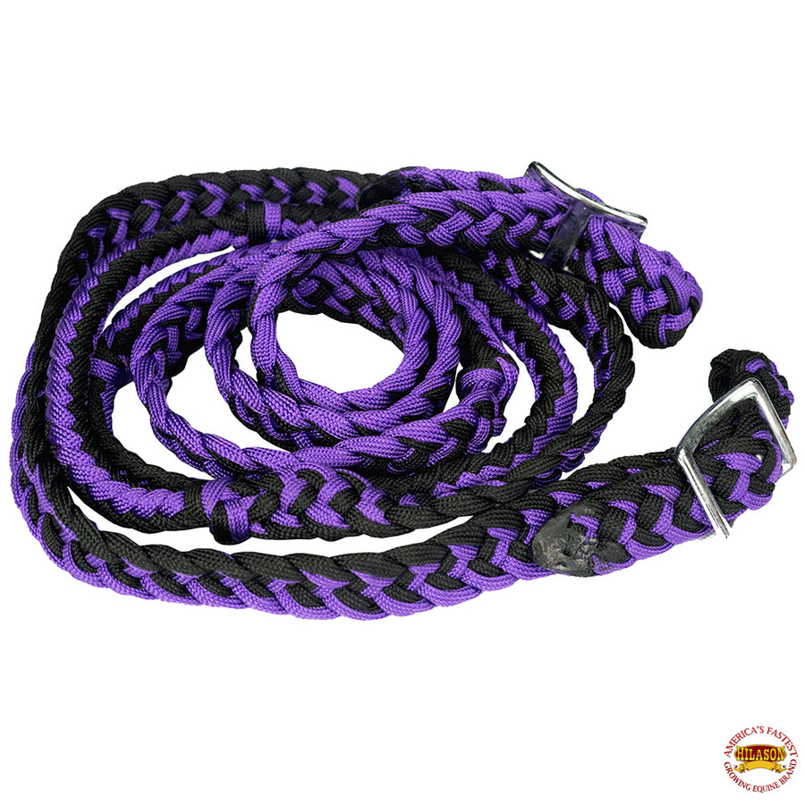 1" X 8Ft Hilason Braided Poly Barrel Reins Horse Racing Flat Grip Knots - Uhorse
