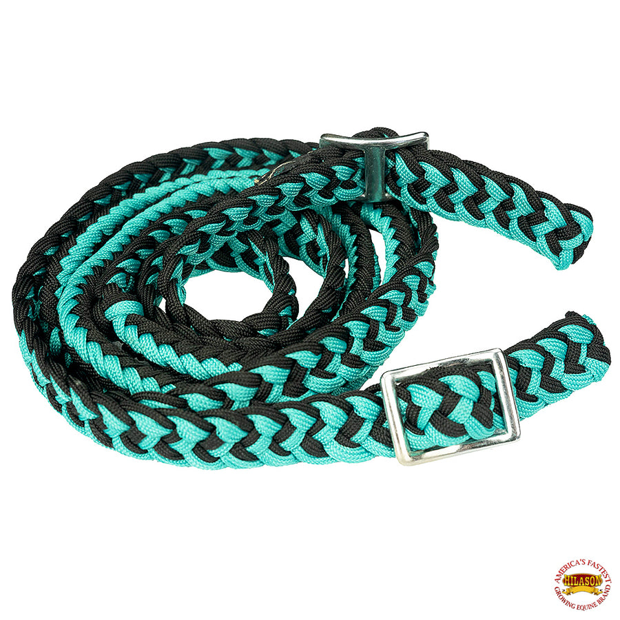 1" X 8Ft Hilason Braided Poly Barrel Reins Horse Racing Flat Grip Knots - Uhorse