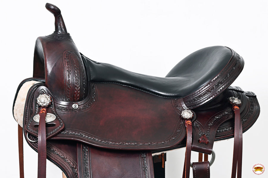 HILASON Western Horse Gaited Flex Trail American Leather Saddle | Treeless for Horses