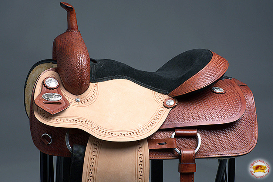 HILASON Western Horse Trail Show Saddle Synthetic Pleasure Riding | Hand Tooled Ranch roping Leather For Horses