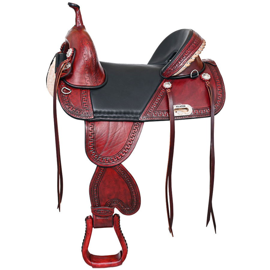 16 In Hilason Treeless Western Trail American Leather Saddle - Uhorse