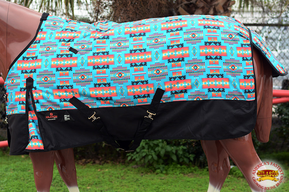 Hilason 1200D Turnout Light Winter Waterproof Rain Sheet Horse Black