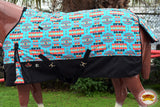 Hilason 1200D Turnout Light Winter Waterproof Rain Sheet Horse Black