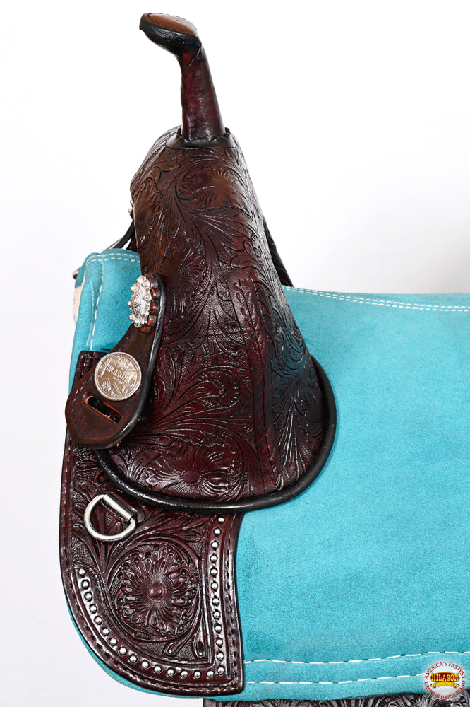 HILASON Western Horse Treeless Trail Barrel American Leather Saddle | for Horses