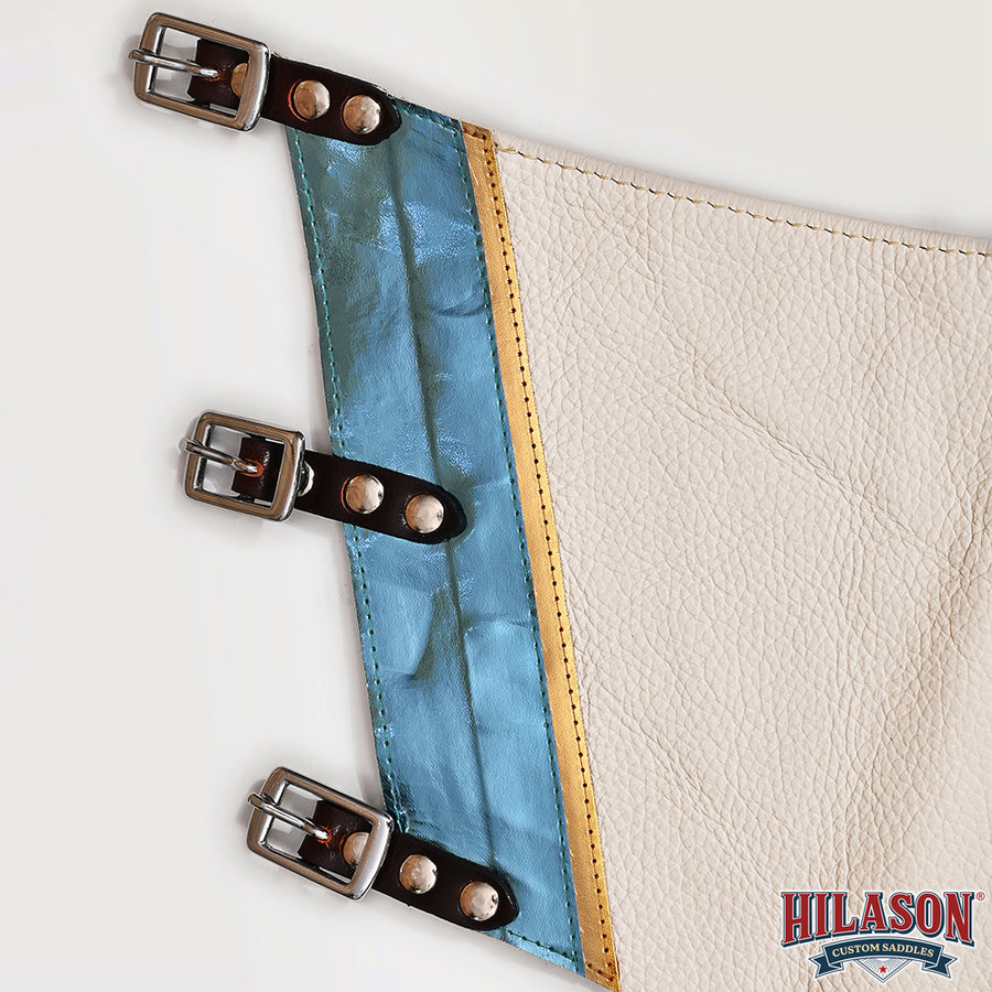 HILASON Bull Riding Pro Rodeo Chaps Black Smooth Leather Bronc Show Adult | for Men and Women Western Unisex