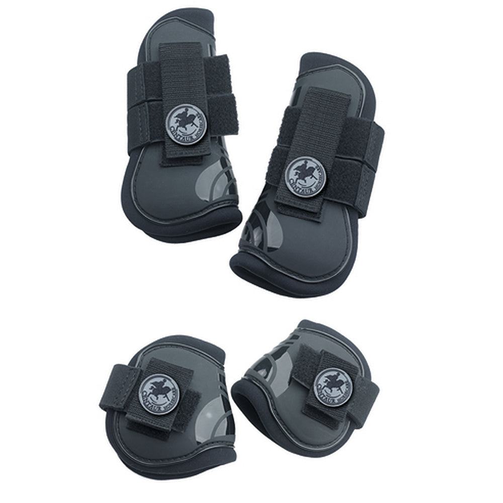 Horse Centaur Double Elastic Hook Loop Closures Boots Set Of 4 Black