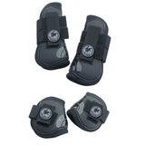 Horse Centaur Double Elastic Hook Loop Closures Boots Set Of 4 Black