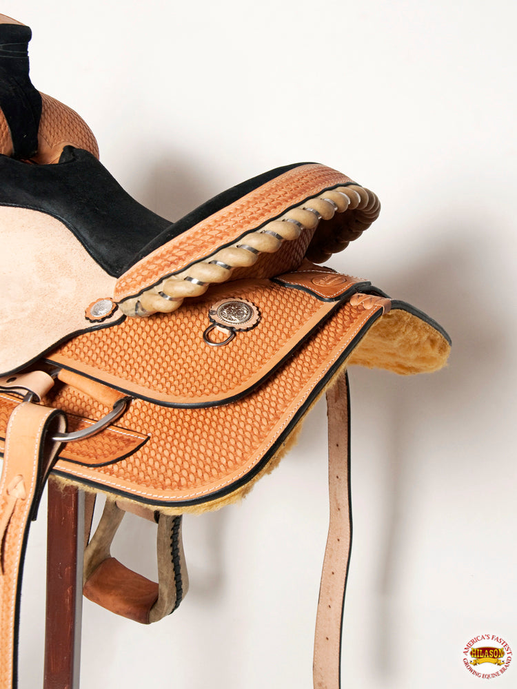 Western Horse Saddle American Leather Basketweave Ranch Roping Cowboy Hilason