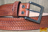 HILASON Western Genuine Leather Belt for Men Women Cowboy Cowgirl Handmade Unisex Basketweave Heavy Duty Belt