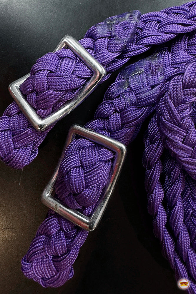 1" X 8Ft Hilason Braided Poly Barrel Reins Horse Racing Flat Grip Knots
