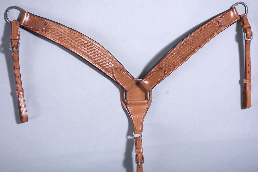 Western Horse Breast Collar Leather Tan Basket Comfytack