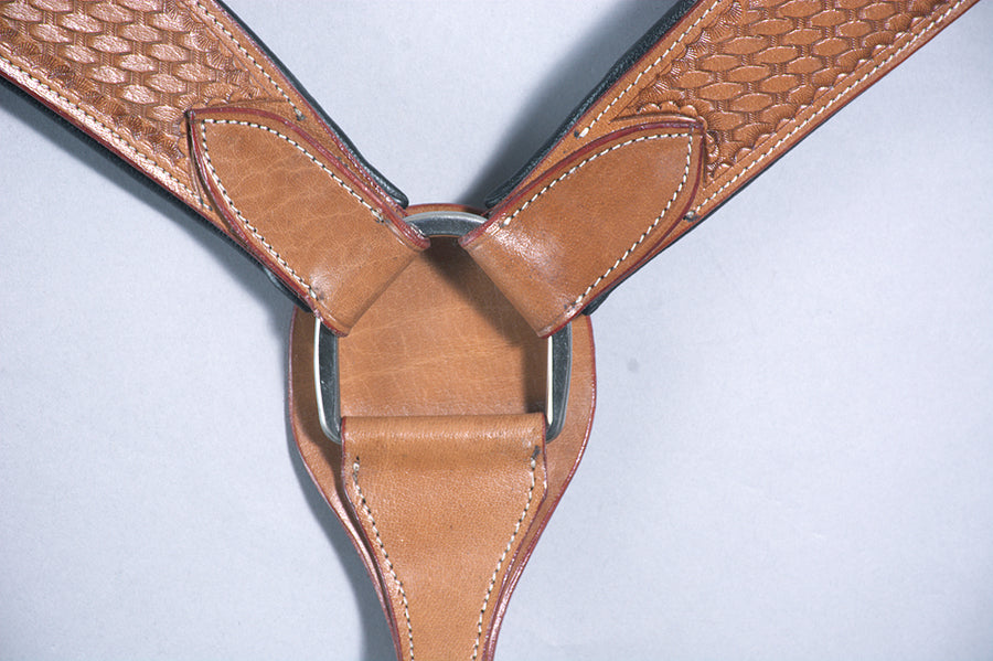Western Horse Breast Collar Leather Tan Basket Comfytack