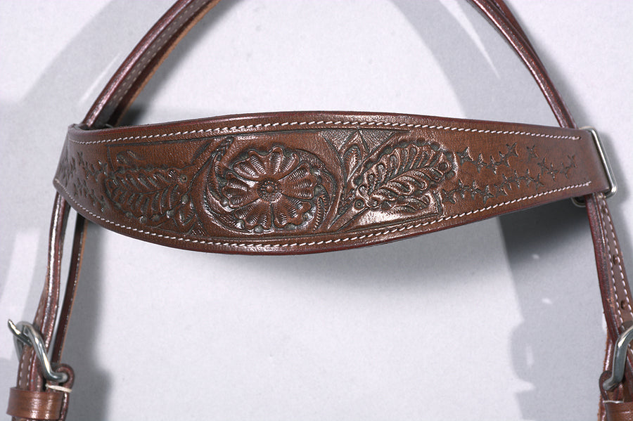Western Horse Headstall Leather Brown Hilason Comfytack by