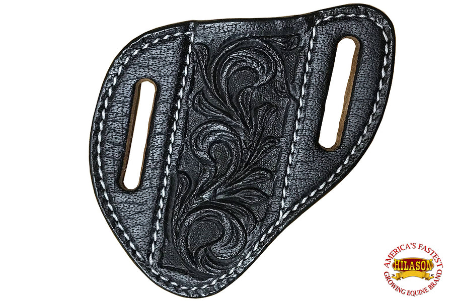 HILASON Leather Angled Knife Scabbard Sheath Cover Floral Tooled | Holster Pocket Buck