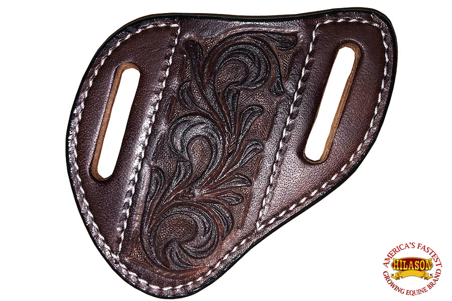 HILASON Leather Angled Knife Scabbard Sheath Cover Floral Tooled | Holster Pocket Buck
