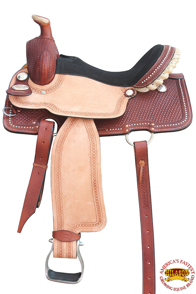 HILASON Western Horse Saddle Leather Ranch Roping Cowboy Trail | Treeless for Horses
